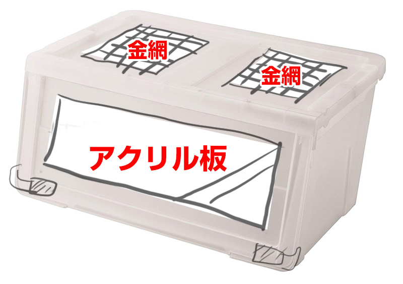 アクリル版を使った衣装ケースケージ
